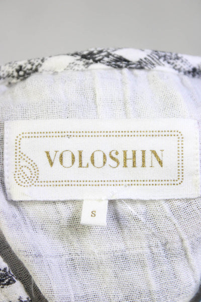 Voloshin Women's Checkered Peplum Blouse White Black Size S