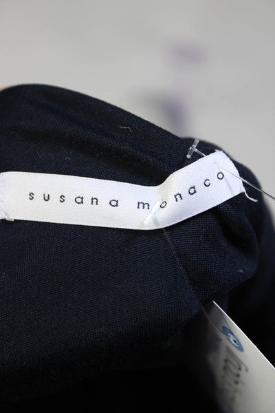 Susana Monaco Women's Short Sleeve One Shoulder T-Shirt Navy Size S