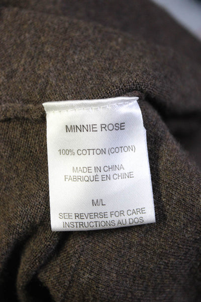 Minnie Rose Women's Cotton Short Sleeve Turtleneck Sweater Brown Size M/L