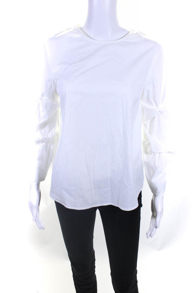 J. Mclaughlin Women's Cotton Long Sleeve Crewneck Blouse White Size S