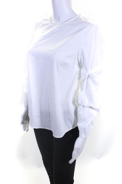 J. Mclaughlin Women's Cotton Long Sleeve Crewneck Blouse White Size S