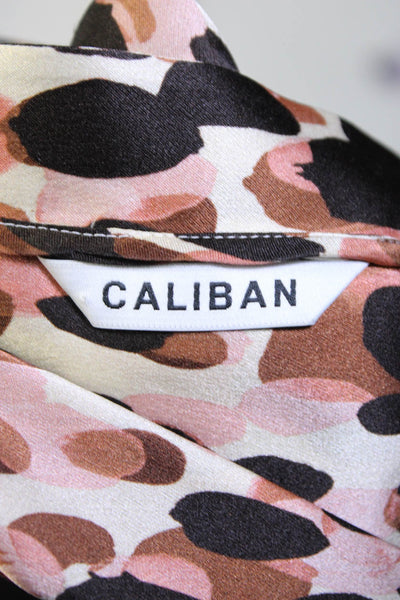 Caliban Women's Printed Long Sleeve V Neck Silk Blouse Multicolor Size 42