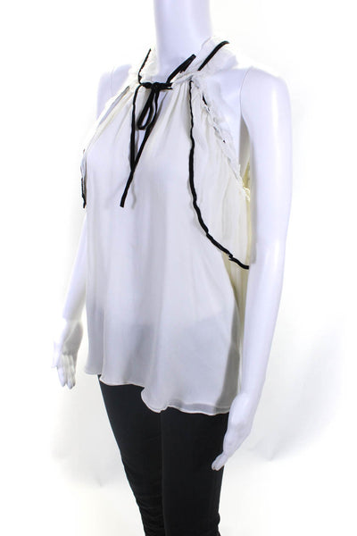 Parker Women's Cold Shoulder Ruffle Sequin Keyhole Blouse White Size M