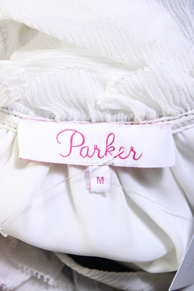 Parker Women's Cold Shoulder Ruffle Sequin Keyhole Blouse White Size M