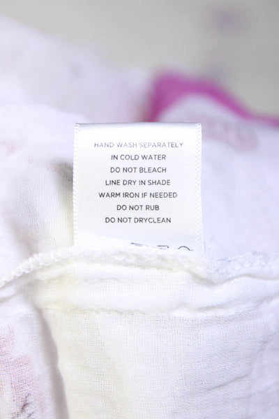 Roberta Roller Rabbit Women's Fringe Hem V Neck Mini Dress White Pink Size S