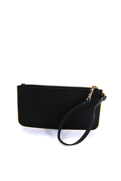 Michael Michael Kors Womens Leather Zip Gold Tone Small Wristlet Handbag Black