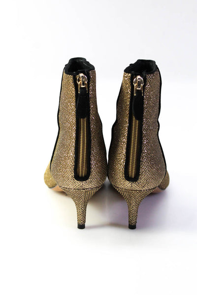 Alexandre Birman Womens Glitter Metallic Kitten Heels Boots Gold Size EUR37.5