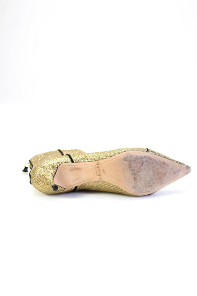 Alexandre Birman Womens Glitter Metallic Kitten Heels Boots Gold Size EUR37.5