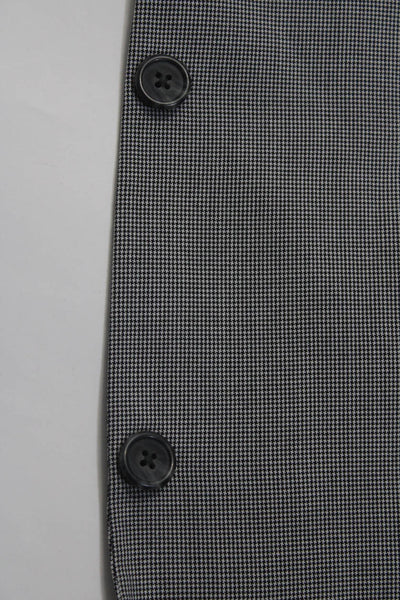 Topman Mens Wool Houndstooth Print Two Button Blazer Jacket White Black Size 42