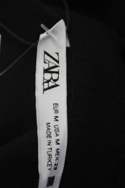 Zara Womens Studded Collared Long Sleeve Button Up Shirt Dress Black Size M