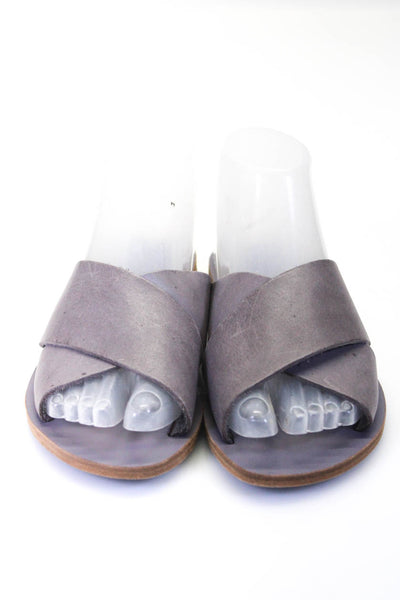 Kyma Womens Chios Cross Strap Open Toe Flat Slides Sandals Lilac Size 36 6