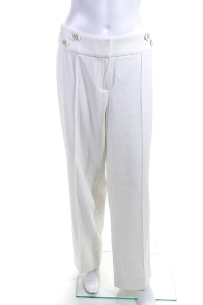 Etcetera Womens Mid-Rise Pleated Front Straight Leg Dress Trousers White Size 16