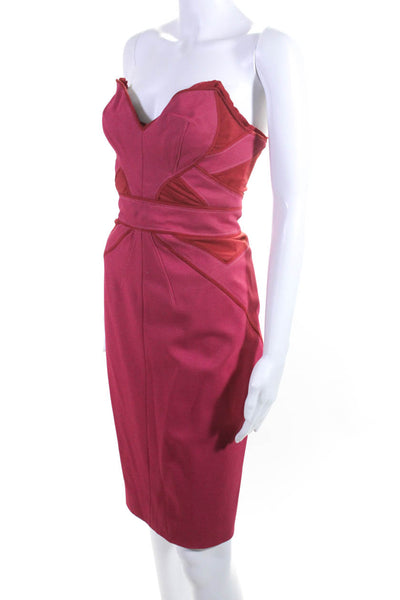 Zac Posen Womens Two-Toned Sweetheart Neckline Sleeveless Dress Pink Size 4