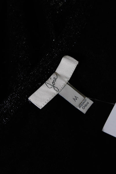Joie Womens Linen Sheer Short Sleeve Round Neck Basic Top Blouse Black Size M