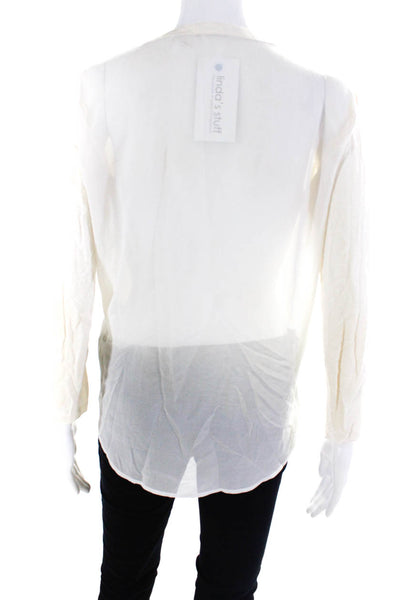 Sandro Women's V-Neck Long Sleeves Blouse Off White Size S