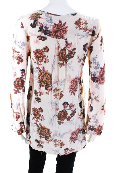 Free People Women's V-Neck Long Sleeves Floral Tunic Blouse Size XS