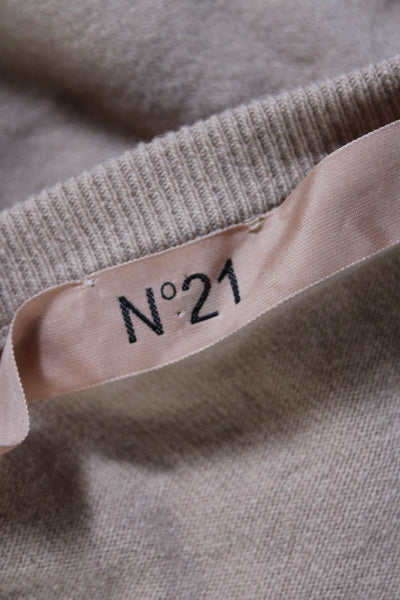 No. 21 Women's Wool Lace Trim V-Neck Knit Blouse Pink Size 40