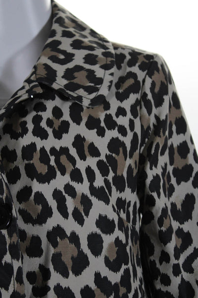 Kate Spade New York Womens Cotton Leopard Print Rain Jacket Brown Size S