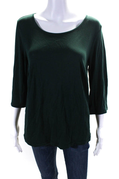 Heart Haat Womens3/4 Sleeved Scoop Neck Pleated Side Blouse Dark Green Size 2