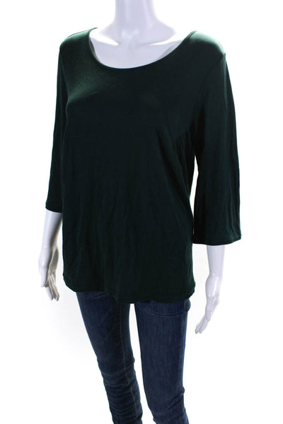 Heart Haat Womens3/4 Sleeved Scoop Neck Pleated Side Blouse Dark Green Size 2