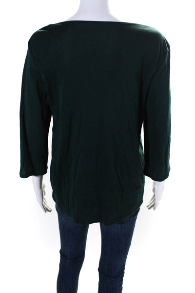 Heart Haat Womens3/4 Sleeved Scoop Neck Pleated Side Blouse Dark Green Size 2