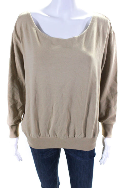 L'Agence Womens Scoop Neck Long Sleeved Relaxed Fit Sweatshirt Blouse Beige M