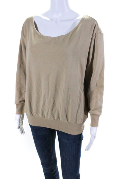 L'Agence Womens Scoop Neck Long Sleeved Relaxed Fit Sweatshirt Blouse Beige M