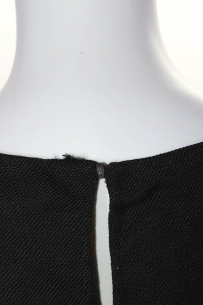 Club Monaco Womens Layered Sleeveless Back Button Textured Hem Top Black Size L