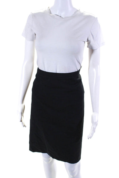 Agnona Womens Wool Darted Side Zipped Knee-Length Skirt Black Size EUR50