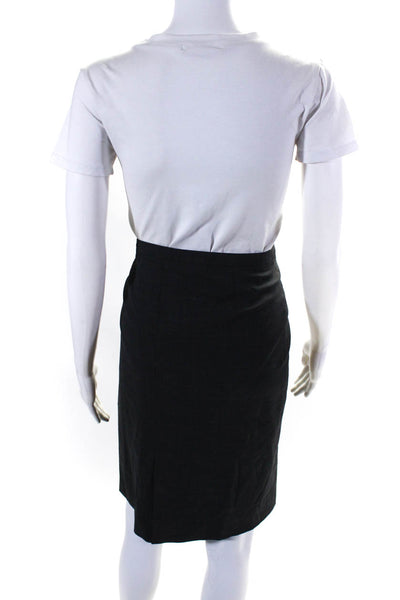 Agnona Womens Wool Darted Side Zipped Knee-Length Skirt Black Size EUR50