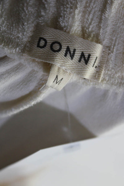 Donni Women's Terry Cloth Elastic Waist Joggers Beige Size M