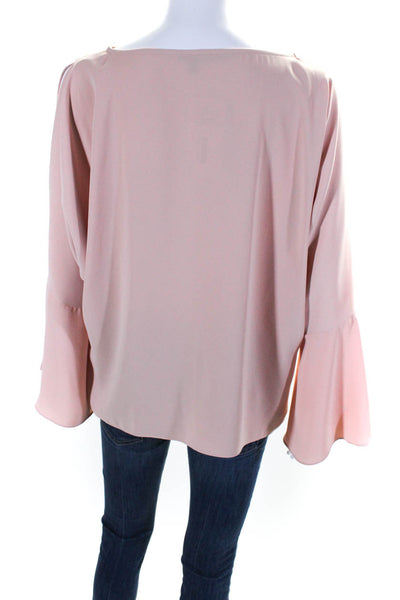 Jay Godfrey Womens Cold Shoulder Button Bell Sleeve Pullover Blouse Pink Size 4
