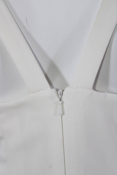 Jay Godfrey Womens Back Zipped Darted Side Slit Square Halter Dress White Size 6