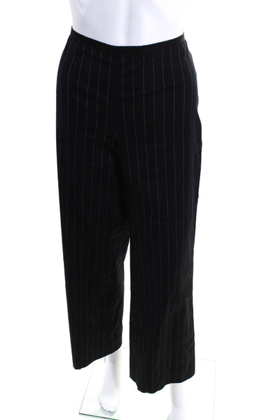 Strenesse Gabriele Strehle Womens Cotton Striped Straight Leg Pants Black Size 6