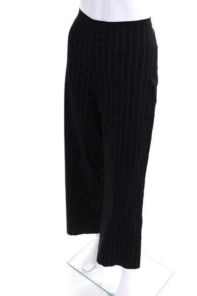 Strenesse Gabriele Strehle Womens Cotton Striped Straight Leg Pants Black Size 6