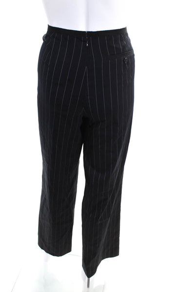 Strenesse Gabriele Strehle Womens Cotton Striped Straight Leg Pants Black Size 6