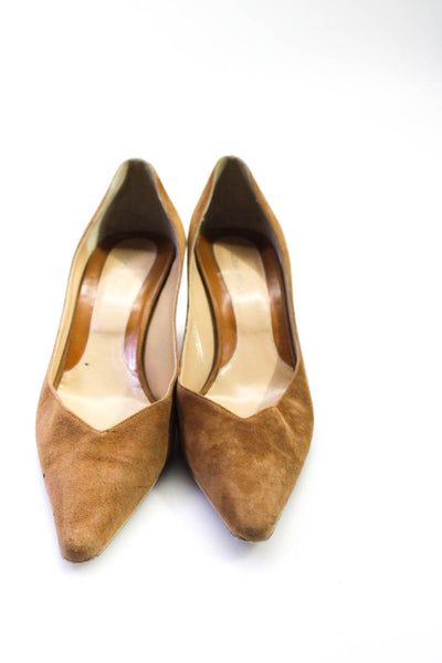 Giorgio Armani Womens Suede Pointed Toe Low Kitten Heels Pumps Brown Size 10.5