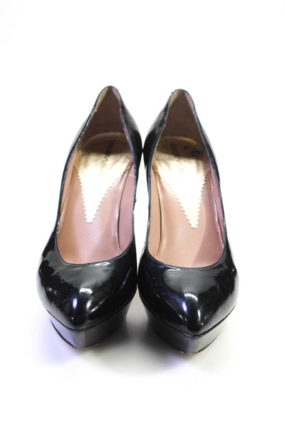 Emporio Armani Womens Patent Leather Pointed Toe Platform Heels Black Size11