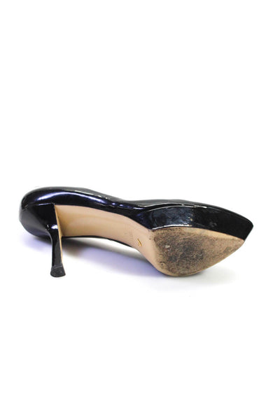 Emporio Armani Womens Patent Leather Pointed Toe Platform Heels Black Size11