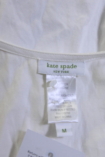 Kate Spade New York Womens Ruffled Bow Tank Top White Cotton Size Medium