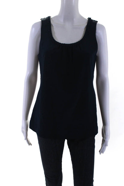 Kate Spade New York Womens Silk Twisted Neck Tank Top Navy Blue Size Small