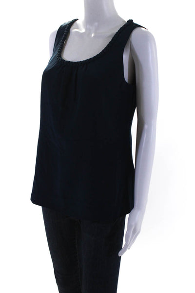 Kate Spade New York Womens Silk Twisted Neck Tank Top Navy Blue Size Small