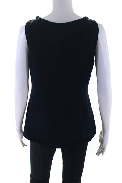 Kate Spade New York Womens Silk Twisted Neck Tank Top Navy Blue Size Small