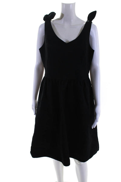 Elizabeth McKay Womens Sleeveless V Neck A Line Dress Black Cotton Size 10
