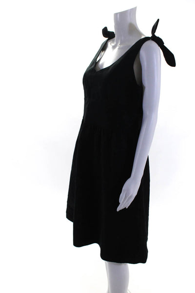 Elizabeth McKay Womens Sleeveless V Neck A Line Dress Black Cotton Size 10