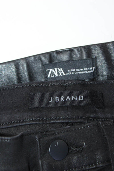 Zara J Brand Womens Faux Leather Pants Skinny Jeans Black 27 Medium Lot 2