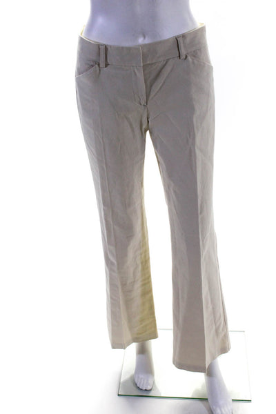 Theory Womens Zipper Fly Mid Rise Pleated Trouser Pants Beige Cotton Size 4