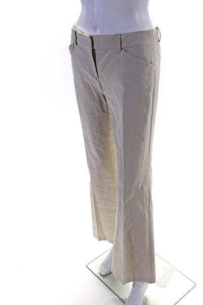 Theory Womens Zipper Fly Mid Rise Pleated Trouser Pants Beige Cotton Size 4