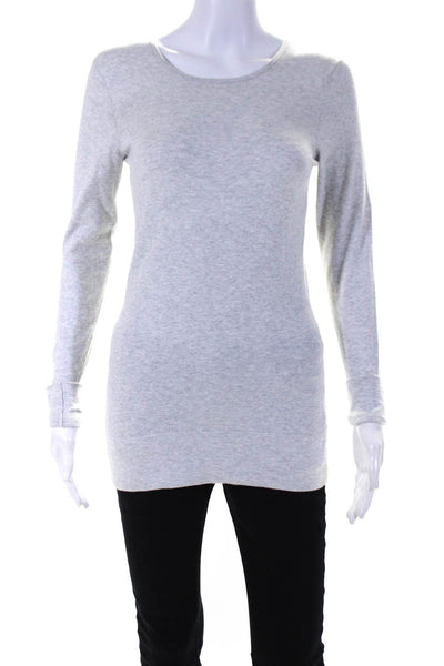 Minnie Rose Women's Cotton Blend Long Sleeve Crewneck Knit Top Gray Size S