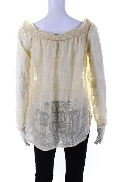 Bailey 44 Women's Textured Off Shoulder Blouse Beige Size L